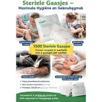 Texpol 1500 steriele gaasjes - gaas kompressen – 20x20 gevouwen in 10x10 cm - non woven - desinfectie of sterilisatie. STERIEL VERPAKT IN SACHETS MET 2 GAASJES PER SACHET