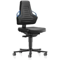 BIMOS Werkdraaistoel | wielen | kunstleer kussen zwart | handvatkleur blauw 450-600 mm | 1 stuk - 9033-MG01-3277 9033-MG01-3277