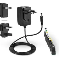 LEICKE ULL Voeding 12V 2A | 12V 2000mA | TÜV Certificatie | Lader 24W met 9 verschillende adapterkoppen voor kleine elektronische apparaten: LCD, WLAN Router, Hub, LED-Strips, Scanner, Schakelaar