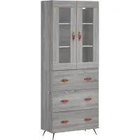 vidaXL Hoge kast 69,5x34x180 cm bewerkt hout grijs sonoma eikenkleurig