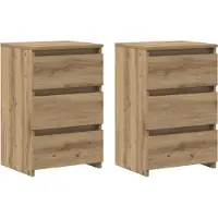 vidaXL Nachtkastjes 2 st 40x35x62,5 cm bewerkt hout artisanaal eiken