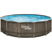 Summer Waves zwembad elite frame 427 x 107 cm dark double rattan + filterpomp