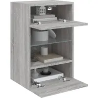 vidaXL Wandkasten met LED-verlichting voor tv 2 st 40x30x60,5 cm grijs sonoma eiken