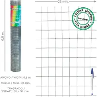 Saturnia Zinkgecoat, elektrogeschroefd gaas, 50x50 mm / 2,00 mm draaddikte / 80 cm hoog. GA-rol, 25 meter
