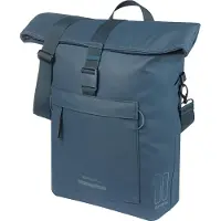 Basil Brooklyn - Enkele fietstas - 17 Liter - Waterdicht - Reflectie details - Gerecycled materiaal - MIK Hooks - Incl. laptopvak - blauw