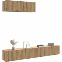 vidaXL Tv-wandkasten 3 st 100x30x30 cm bewerkt hout artisanaal eiken