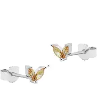 Karma Oorbellen Zirconia Double Champagn Leaves | Zilver