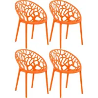 CLP Hope 4er Set stapelbare Tuinstoelen - Weerbestendig & UV-bestendig - Kunststof Stoelen met Armleuningen - Modern Design - creme