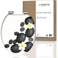 Schutte MDF toiletzitting STONE DECORATION, toiletdeksel met zachte sluiting, toiletzitting met houten kern, toiletdeksel