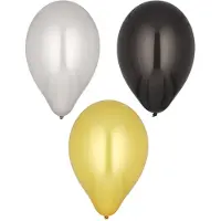 Papstar 12x 6 Ballonnen Ø 25 cm zwart/goud/zilver