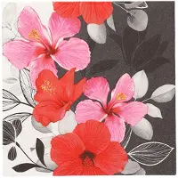 Papstar 10x 20 Servetten 3-laags 1/4 vouw 33 cm x 33 cm Hibiscus