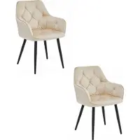 Leobert Chaise - - Jork - Fluweel, beige/zwarte poten - Set van 2