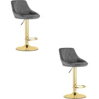 Leobert KAST kruk - grijs fluweel / gouden voet x 2