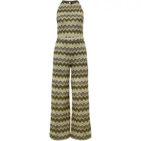 Comma Jumpsuit crème / groen / zwart / wit