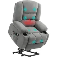 HOMCOM - Relaxfauteuil - Sta-op functie - Massagefunctie - Donkergrijs