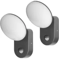 Adviti Set van 2 - Buitenlampen met Bewegingssensor RIOLIT - Tuinverlichting 4000K - Buitenverlichting met IP65 - Muurlamp 1100lm - Wandlamp buiten - Antraciet
