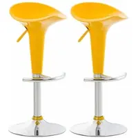CLP Set van 2 barkrukken, model "Saddle", met draaibare kunststof zitting en voetsteun | Kleur: geel