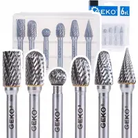 GEKO Tungsten carbide frezenset - 6 stuks - veelzijdige vormen - hoge duurzaamheid - 6 mm schacht
