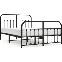 vidaXL Bedframe met hoofd- en voeteneinde metaal zwart 135x190 cm