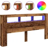vidaXL Hoofdeinde met LED 200x18,5x103,5 cm bewerkt hout oud hout