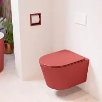 Mondiaz LAVIE hangend toilet single fire rimless diepspoel Fire, Toiletzitting met quick-release & softclose Fire