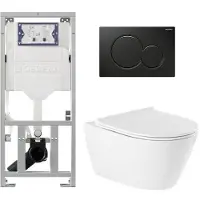 Geberit QeramiQ Salina Toiletset - rimless - diepspoel - softclose - quickrelease zitting - Sigma01 bedieningsplaat gitzwart - wit 0701131/0700524/sw96855/sw96857/