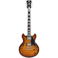 D'angelico Premier Mini DC Dark Iced Tea Burst Stopbar semi-akoestische gitaar met gigbag