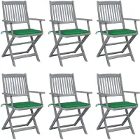 The Living Store Tuinstoelen 6 st inklapbaar met kussens massief acaciahout - Tuinstoelen - Klapstoelen - Acacia Hout - Outdoor Meubels - Lounge Stoelen