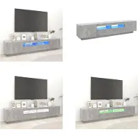 vidaXL Tv-meubel met LED-verlichting 200x35x40 cm betongrijs - Tv-kast - Tv-kasten - Televisiekast - Televisiekasten