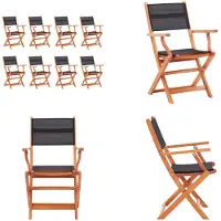 vidaXL Tuinstoelen 8 st inklapbaar eucalyptushout en textileen zwart - Tuinstoel - Tuinstoelen - Stoel - Stoelen