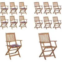 vidaXL Tuinstoelen 6 st inklapbaar met kussens massief acaciahout - Tuinstoel - Tuinstoelen - Tuin Stoel - Tuin Stoelen