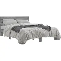 vidaXL Bedframe bewerkt hout metaal grijs sonoma eiken 120x200 cm