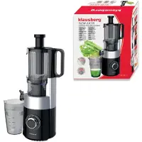 Klausberg Nieuw - KB-7871 Slowjuicer – Cold Press - Stille verticale juicer sapcentrifuge met brede vulopening – Fruitpers - Zwart/Zilver
