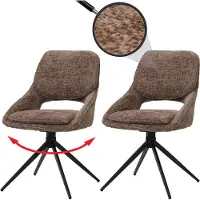 MCW Set van 2 eetkamerstoelen -N73, keukenstoel, draaibaar met automatische terugvering, stof/textiel chenille (490g/m²) Oeko-Tex ~ bruin