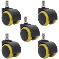 Mendler Set van 5 wielen voor bureaustoelen, model HWC-H86, geschikt voor bureaustoelen, met een draagvermogen van 150 kg, diameter 11 mm, kleur: geel