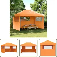 The Living Store De Living Store partytent, inklapbaar en opvouwbaar, met 3 zijpanelen, in de kleur oranje