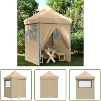 The Living Store De Living Store partytent, inklapbaar en opvouwbaar, met 4 zijpanelen, in beige kleur