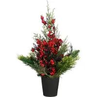 Mica Decorations Mini Kunstkerstboom Bessen Rood D 18 H 45 Cm