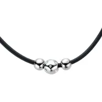 Behave Ketting Dames – Zwart Rubber Ketting met Kristal – Magneetsluiting – Minimalistisch & Elegant – Nikkelvrij – 44 cm