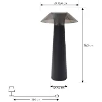 LINDBY LED oplaadbare buiten tafellamp Gomba, zwart, dimbaar Gomba ,, zwart, Kunststof, Modern