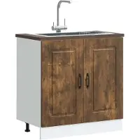vidaXL Spoelbakonderkast Kalmar 80x46x81,5cm bewerkt hout gerookteiken