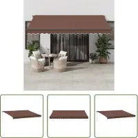 The Living Store Terrasdoek - Luifel - Luifel handmatig uittrekbaar 450x350 cm bruin - Buitendecoratie - Parasol - Zonnebescherming
