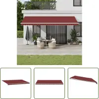The Living Store Terrasdoek - Luifel - Luifel handmatig uittrekbaar 600x300 cm bordeauxrood - Buitendecoratie - Parasol - Burgundy