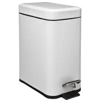 5 Five Rechthoekige metalen pedaalemmer - Wit, 5 L