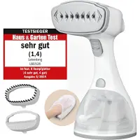 Lebenlang Stoomstrijkijzer – Handstomer met LCD & 2 Opzetstukken – 1500W – 300 ml – 7 x 4 x 10 cm – Wit