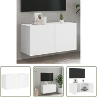 The Living Store Tv Kast - Tv-meubel - Tv-meubel wandgemonteerd 80x30x41 cm wit - Wandmontage - Houten Tv-meubel - Wit Tv-meubel