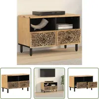 The Living Store Retro Tv-meubel - Tv-meubel - Tv-meubel 70x33x46 cm massief mangohout - Mangohouten Tv-standaard - Salontafel - Opberg Kast