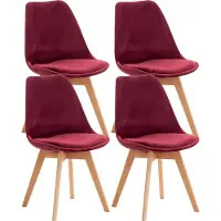 CLP Stoelen Linares (set van 4) - fluweel, natuurlijke houten poten - Bordeaux