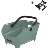Basil Cento Neo incl. voor gemonteerde MIK Adapterplaat- fietsmand achter, zilvergroen - gerecycled kunststof - 21L - geïntegreerde anti-slipmat - reflectiedetails