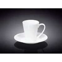 Wilmax England Porseleinen Koffiekopjes met Schotels, Set van 2, 110ml